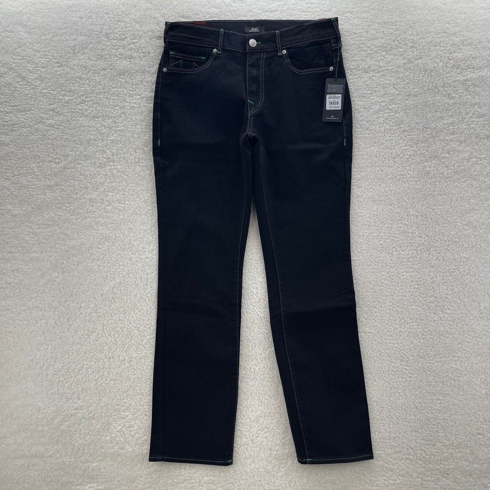 True Religion Jeans Mens 34x34 Black Ricky SN Straight Denim Grunge Y2K Goth
